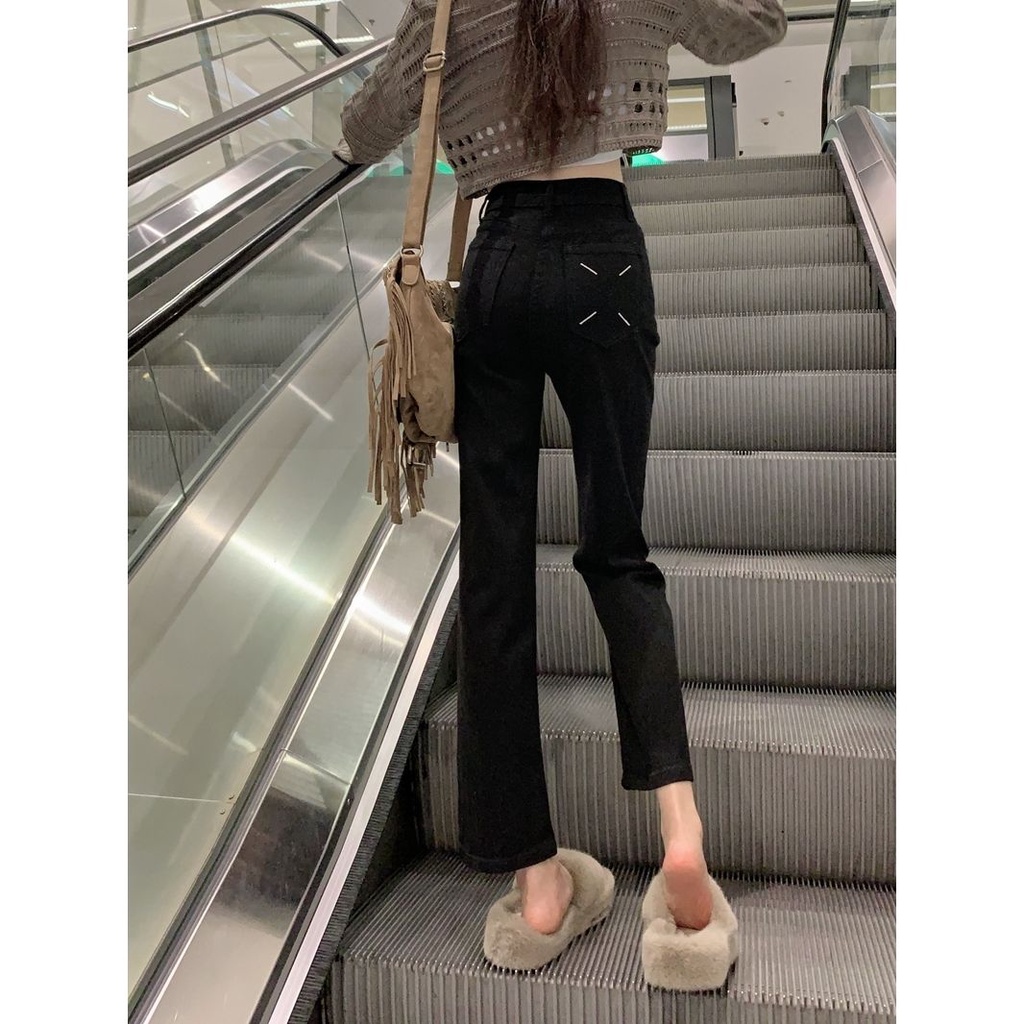 Quần Jean Dài Eo Cao Ống Suông Thời Trang Mùa Xuân Thu 2023 Dành Cho Nữ