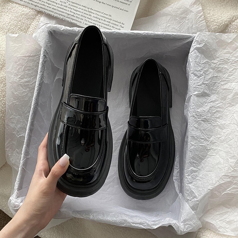 Ielgy Giày Lười Da Đế Cao Nhỏ Đơn Giản Dễ Phối Đồ Cho Nữ