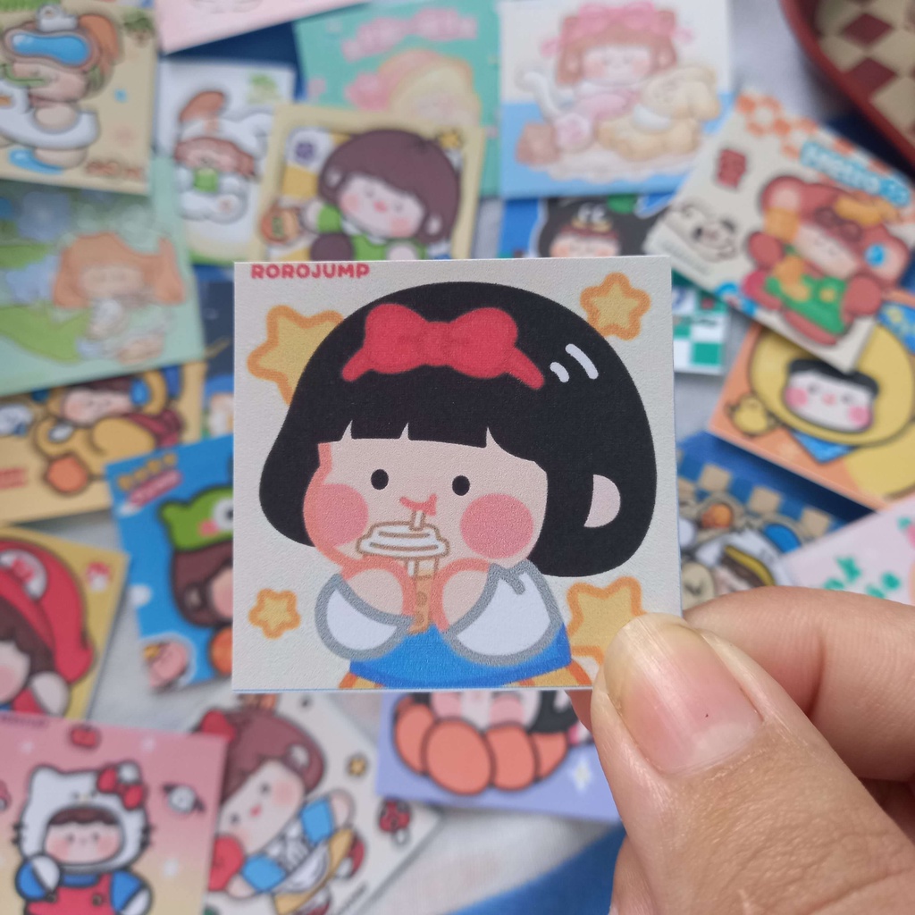 Set 25 sticker RoroJump đáng yêu 4x4cm nhiều màu sắc độc đáo