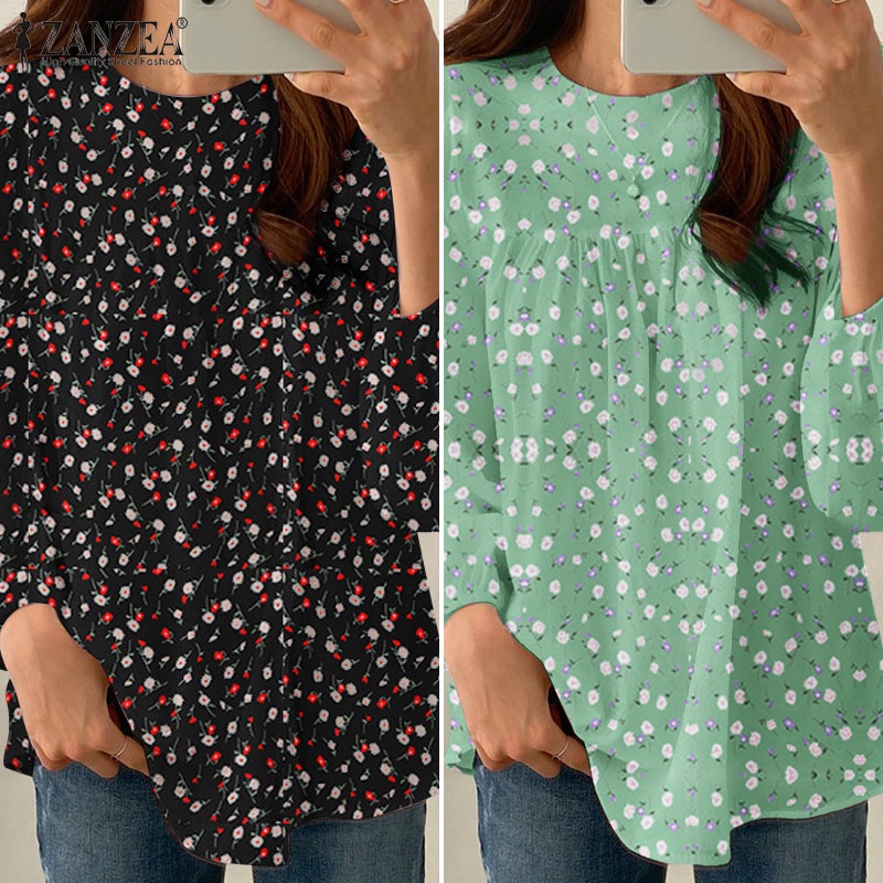 Zanzea Áo Sơ Mi Tay Dài Họa Tiết Hoa Thời Trang Cho Nữ