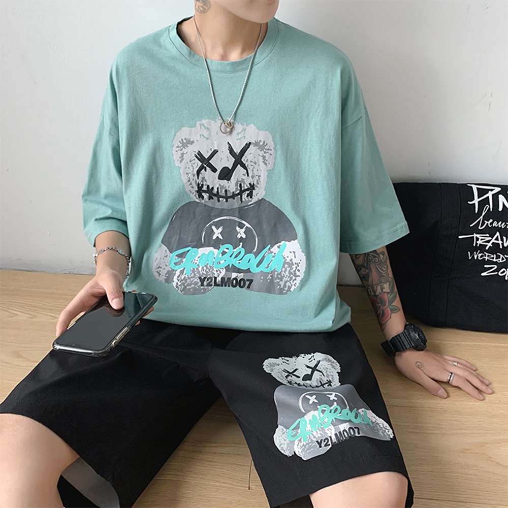Bộ Đồ Thun Nam Mùa Hè In Hình Gấu Dễ Thương Style Hàn Quốc Trẻ Trung sozo - SET NAM 90000163C