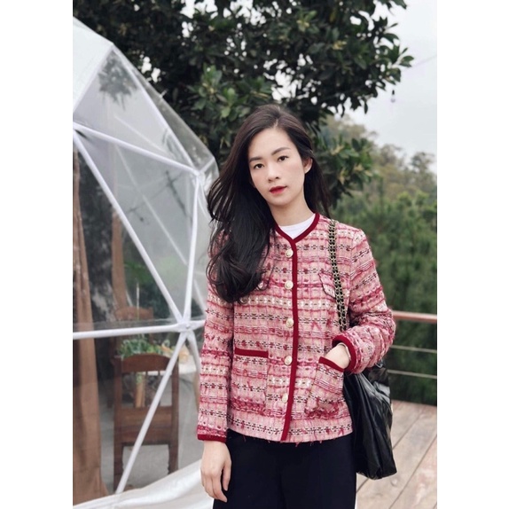 ÁO TWEET VIỀN ĐỎ NHUNG