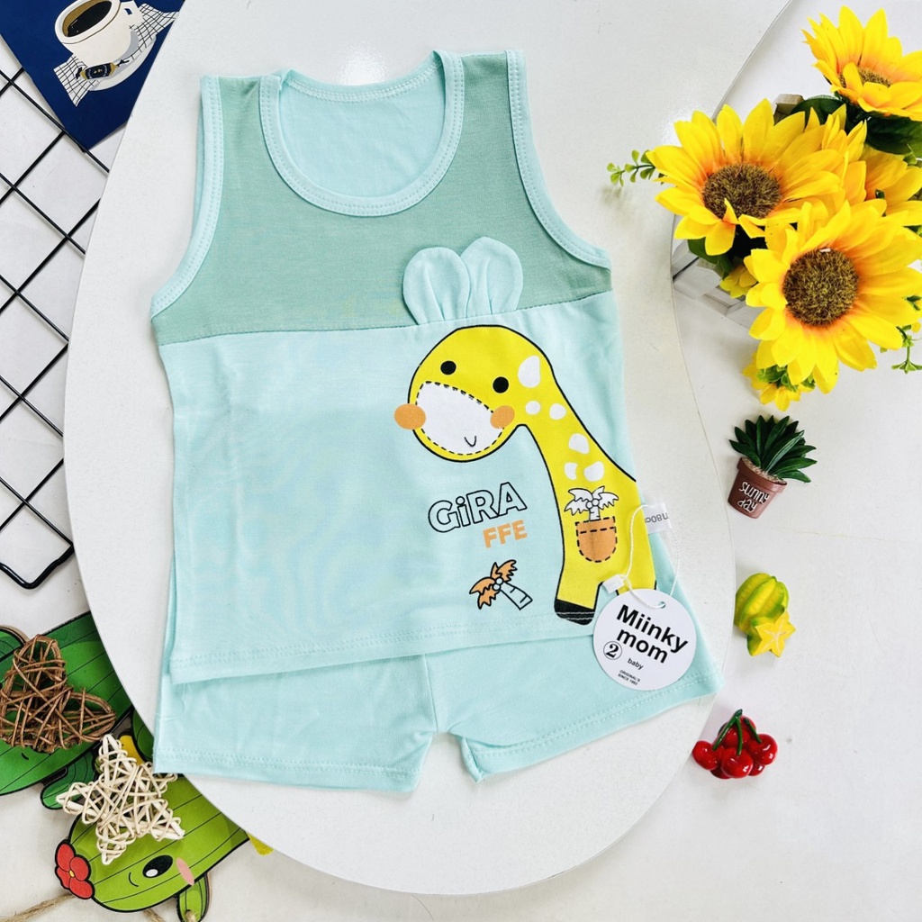 Bộ Ba Lỗ Bé Trai, Bé Gái Thun Lanh In Hình Đáng Yêu Từ Sơ Sinh đến 14kg - JKIDS