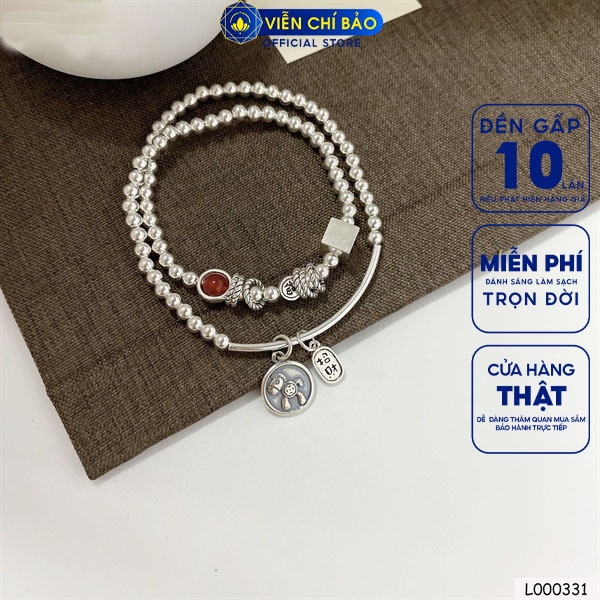 Vòng chuỗi bạc charm bạch mã đá đỏ chất liệu bạc Thái 925 thời trang phụ kiện trang sức nữ Viễn Chí Bảo L000331