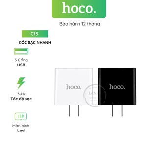 Cóc Sạc Nhanh Hoco C15 3 Cổng Usb 3.4a Màn Hình Led