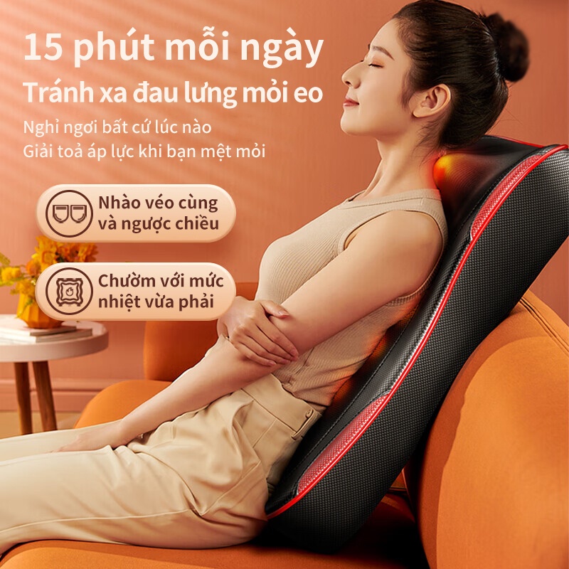 Máy massage lưng, đệm tựa dùng trên xe ô tô đa năng toàn thân vùng cột sống cổ thắt lưng, máy massage vai gáy dùng tại