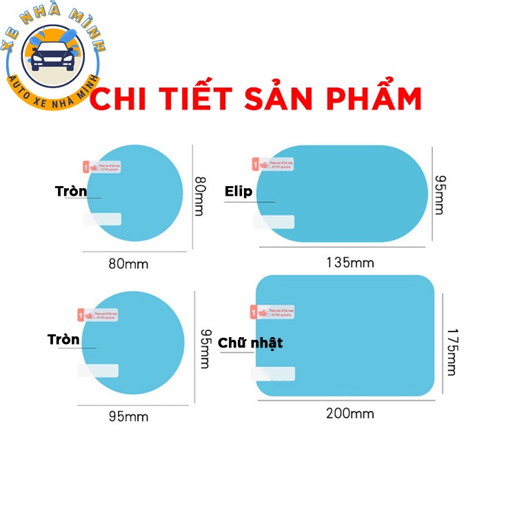 Tấm dán chống bám nước Xe Nhà Mình hiệu quả, dán gương hậu xe ô tô, xe hơi. Miếng dán chống bám nước