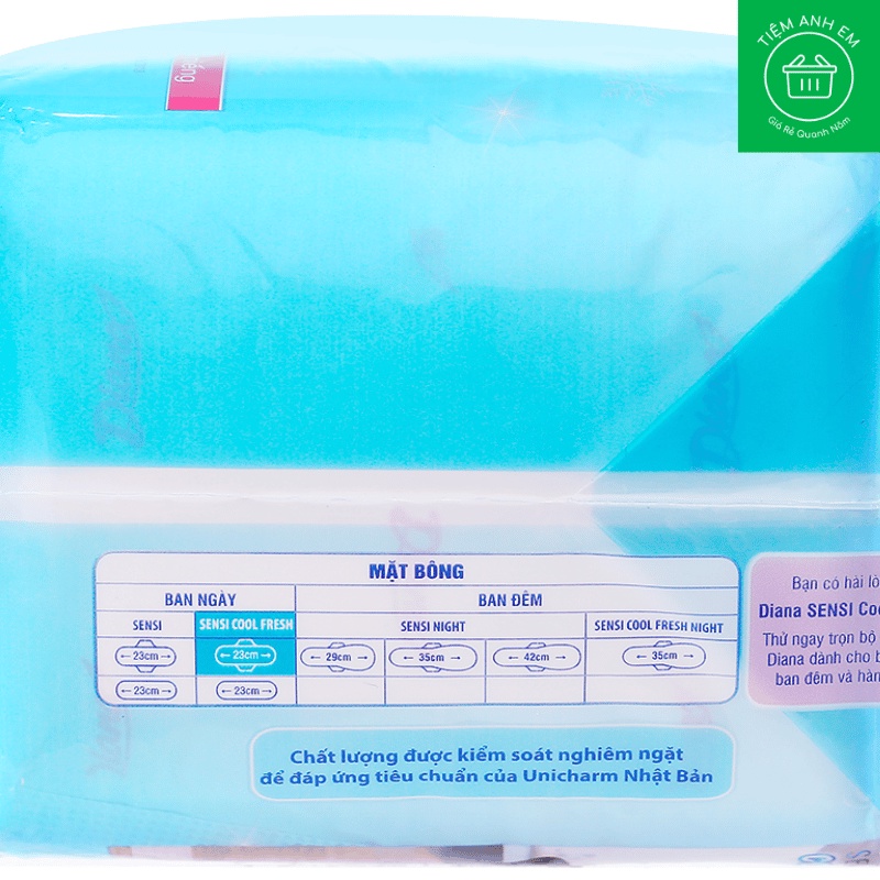 Băng vệ sinh Diana Sensi Cool Fresh siêu mỏng cánh gói 20 miếng