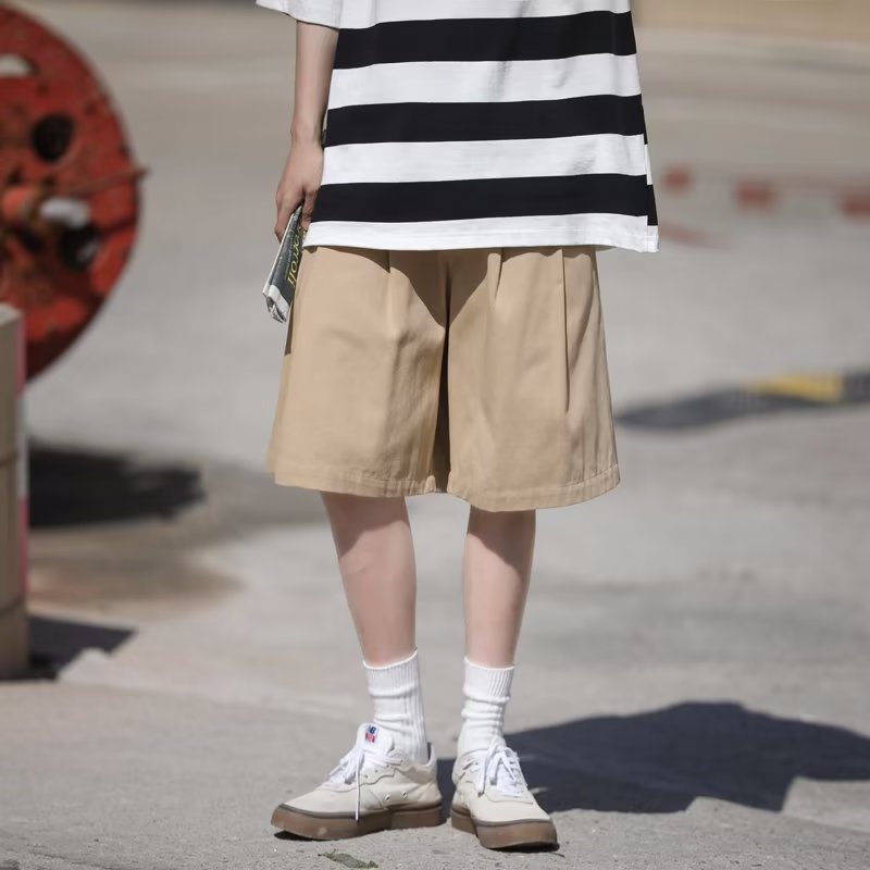 Quần ngắn ống rộng Màu Trơn Thời Trang Mùa Hè Dành Cho Nam