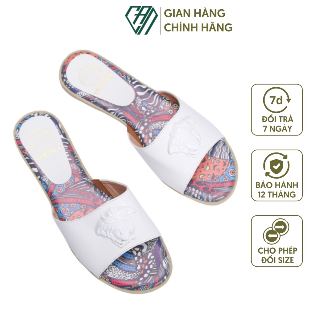 Dép Nữ Bản Ngang Versace B1193_1,5F Thời Trang Sang Chảnh Đế Thấp Chất Liệu Giả Da Đảm Bảo Êm Chân