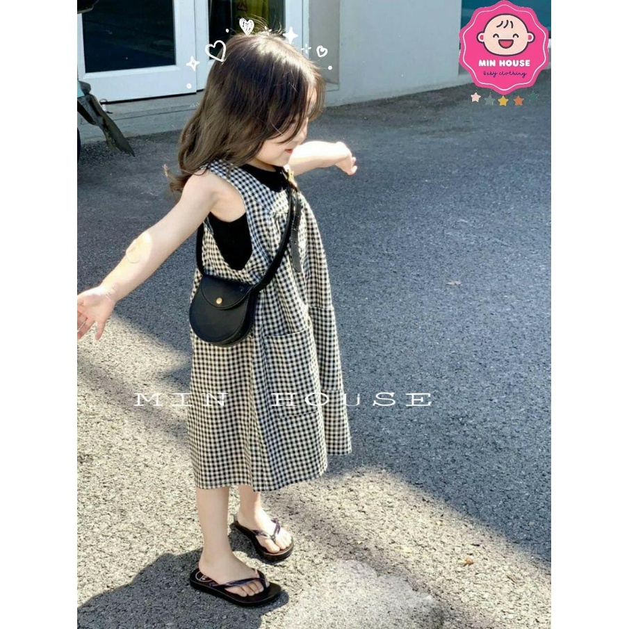 (10-28kg) Set áo ba lỗ phối jum hoạ tiết caro cho bé diện hè, đi học, đi chơi