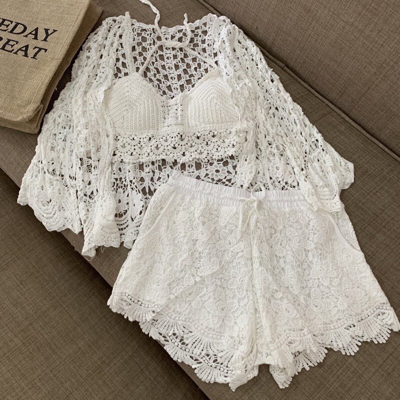 Bikini 3 Món Len Móc Đi Biển Kín Đáo Đồ Bơi Đồ Đi Biển Hottrend1