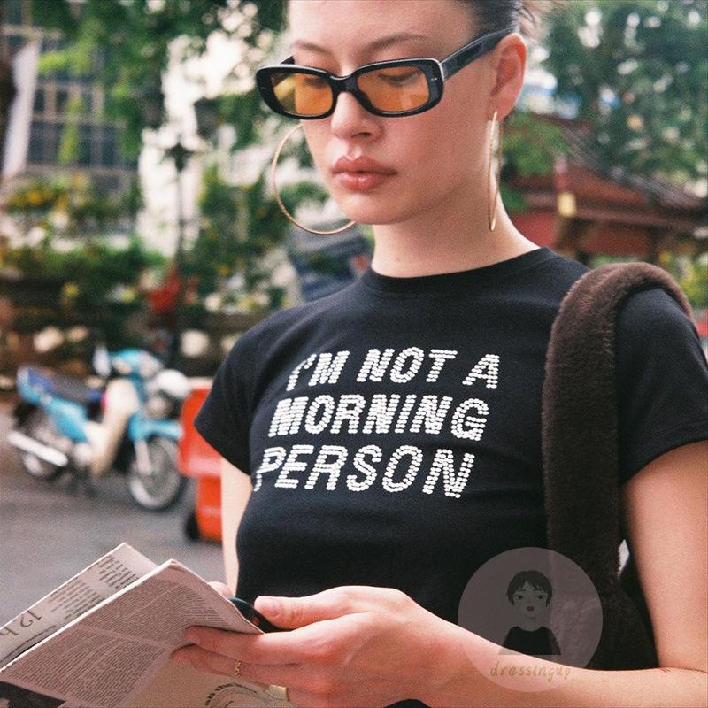 Áo Thun Nữ Ngắn Tay Cổ Tròn In Chữ Thời Trang