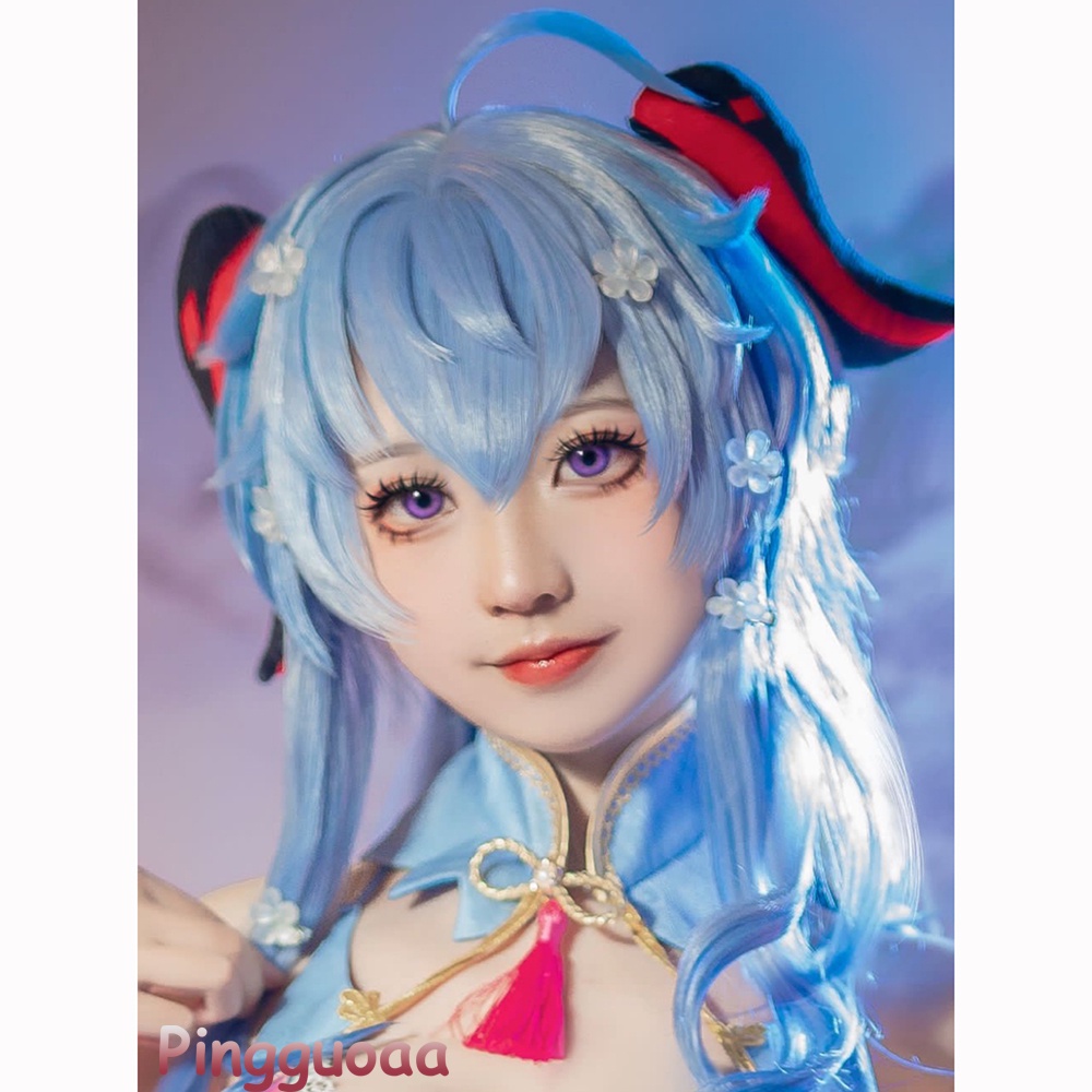 AOI Genshin Impact Ganyu Cosplay Wig 95cm Long Blue Gradient Wigs Heat Resistant Synthetic Hair