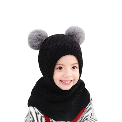 Mũ Len Trùm Đầu Kèm Mặt Nạ Choàng Cổ Giữ Ấm Mùa Đông Cho Bé