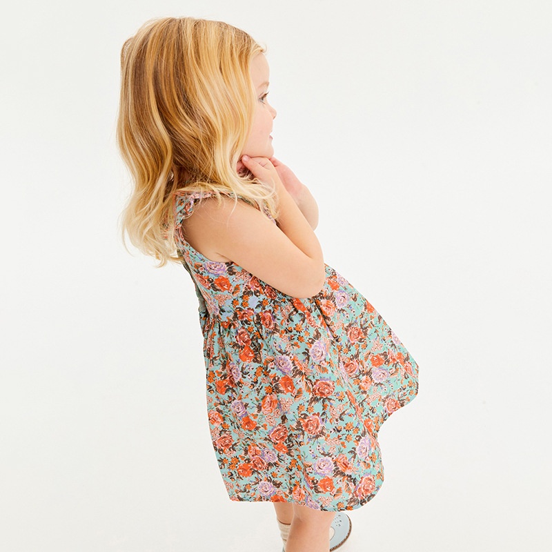 Đầm Không Tay Bằng Vải Cotton In Hoa Phong Cách Âu Mỹ Thời Trang Mùa Hè Mới Dành Cho Bé Gái