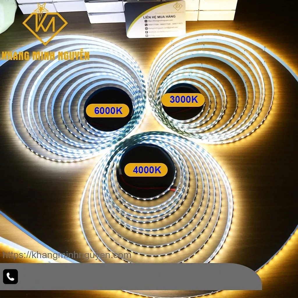 Đèn LED dây 2835 12V cuộn 5m - siêu sáng, Ánh sáng trắng (6000k), vàng (3000k), trung tính (4000k)