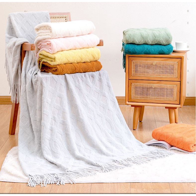 Khuyến mãiChăn dệt kim văn phòng/sofa sắc màu Vintage Retro mang phong cách Bắc Âu