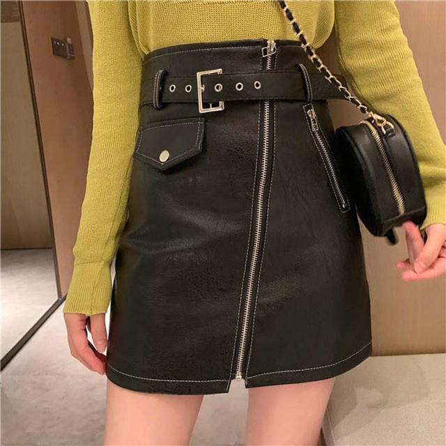 [ORDER] Váy da dây kéo cá tính Ulzzang