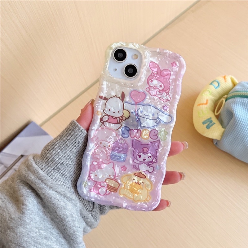 Ốp lưng iphone mềm dẻo viền mây chống sốc cinamoroll, koromi,melody,pooh màu hologram dễ thương đáng iu