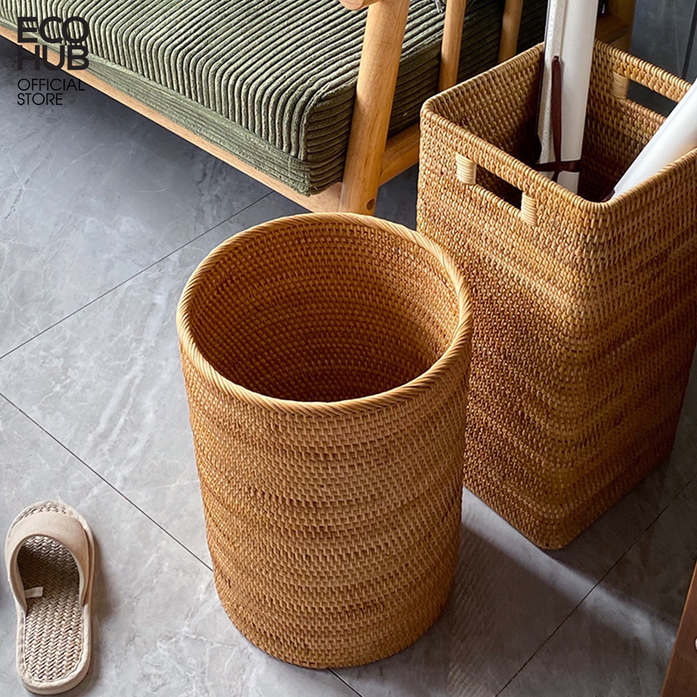 Giỏ mây đựng đồ hình trụ ECOHUB 28X22cm (Cylindrical Rattan Basket) E00315