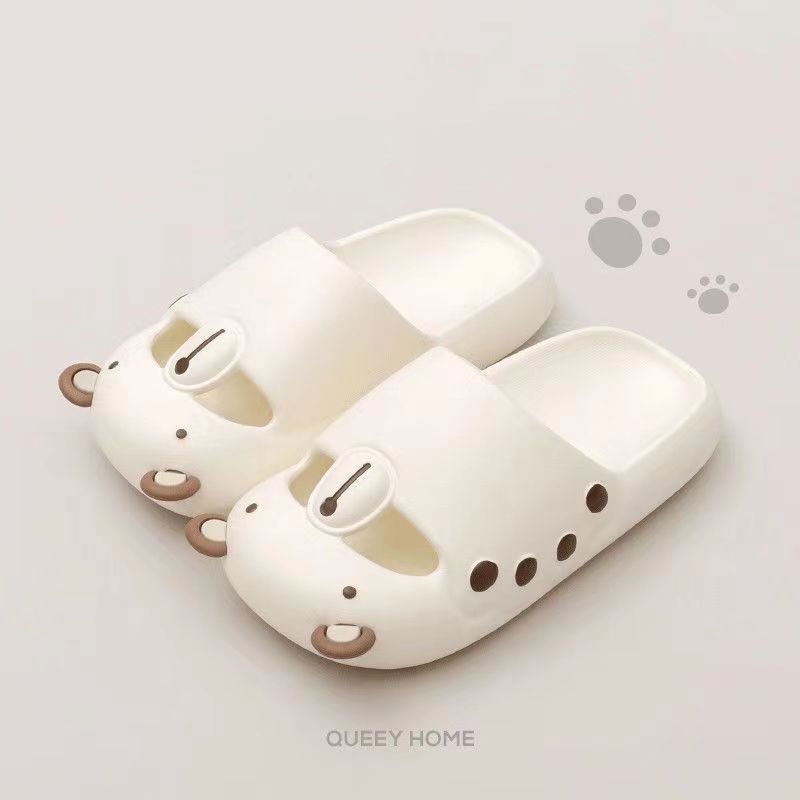 Dép Bít Mũi Đế Dày In Hình Hoạt Hình Dễ Thương Thời Trang Đi Biển Cho Nữ