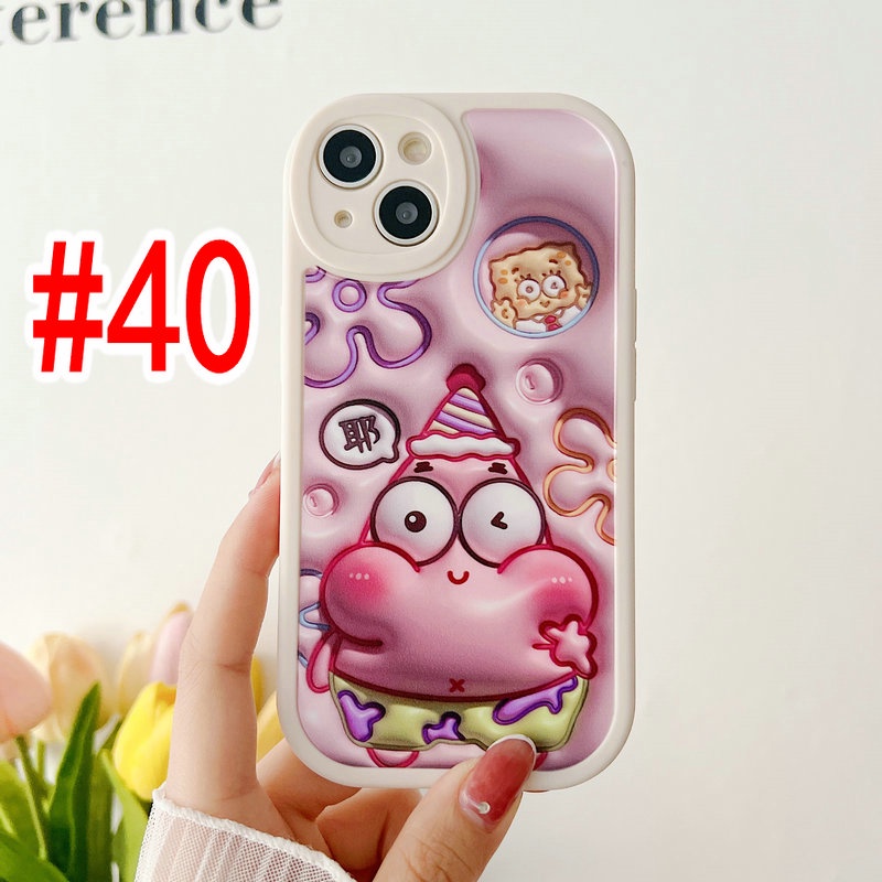 Cartoon Casing For iPhone 14 13 12 Mini 11 Pro Xs max 6 6S 7 8 Plus X XR 11promax 12promax 13promax Visual 3D SpongeBob SquarePants Patrick Star Fine Hole Airbag Shockproof Soft Phone Case XPN 39