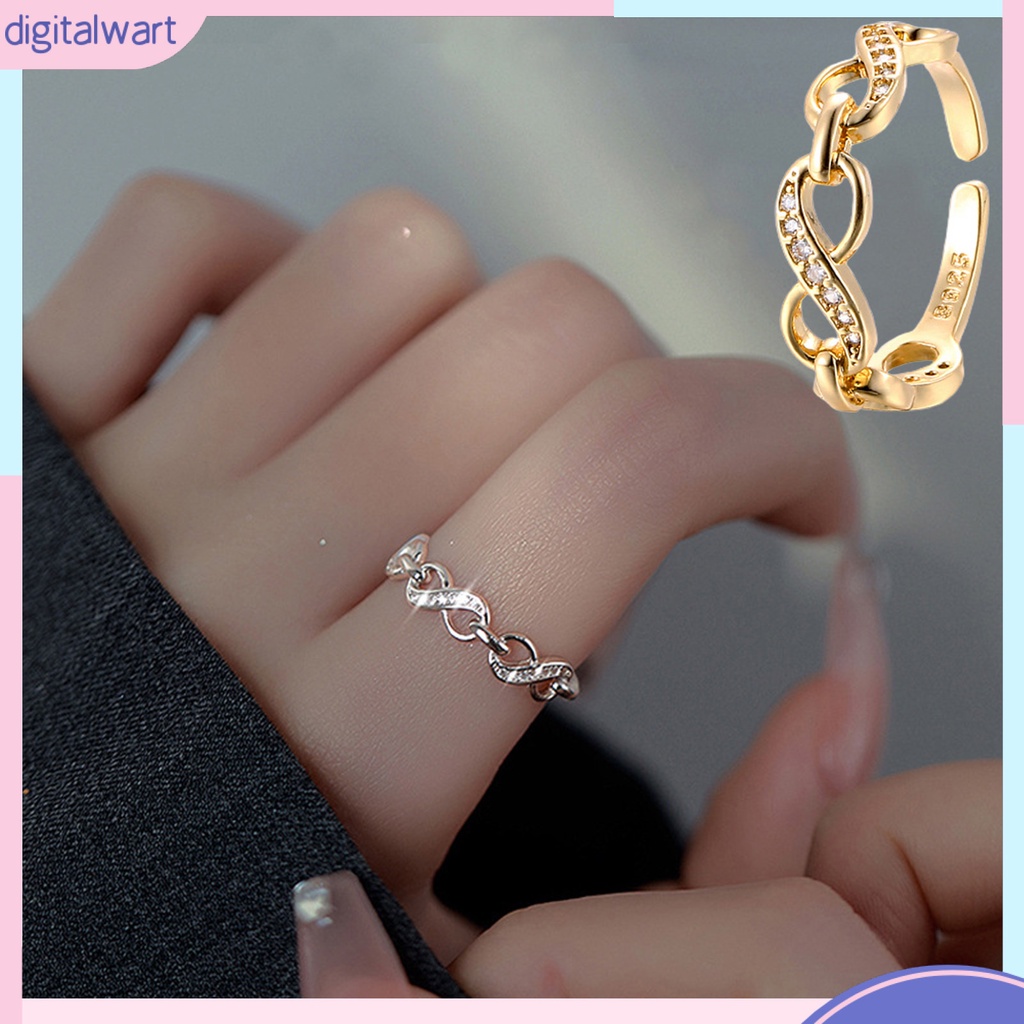 Nhẫn Hở Khắc Số 8 Vô Cực Đính Đá Lấp Lánh Thời Trang Có Thể Điều Chỉnh Cho Nữ