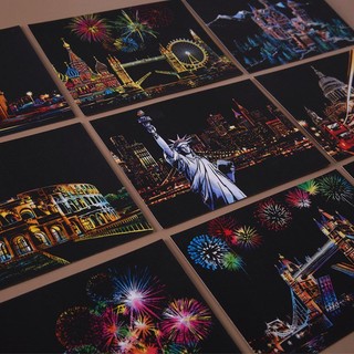 set 4 tấm scratch card tranh cạo post card