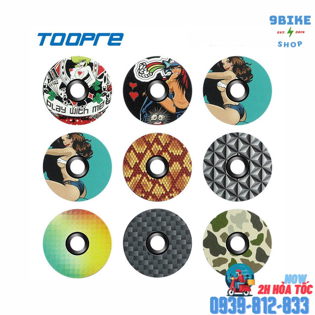 Nắp stem pô tăng xe đạp nhiều hoa văn toopre