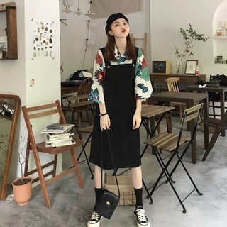 (Order) M-4XL Set rời áo sơ mi hoạ tiết tay lỡ + yếm cá tính