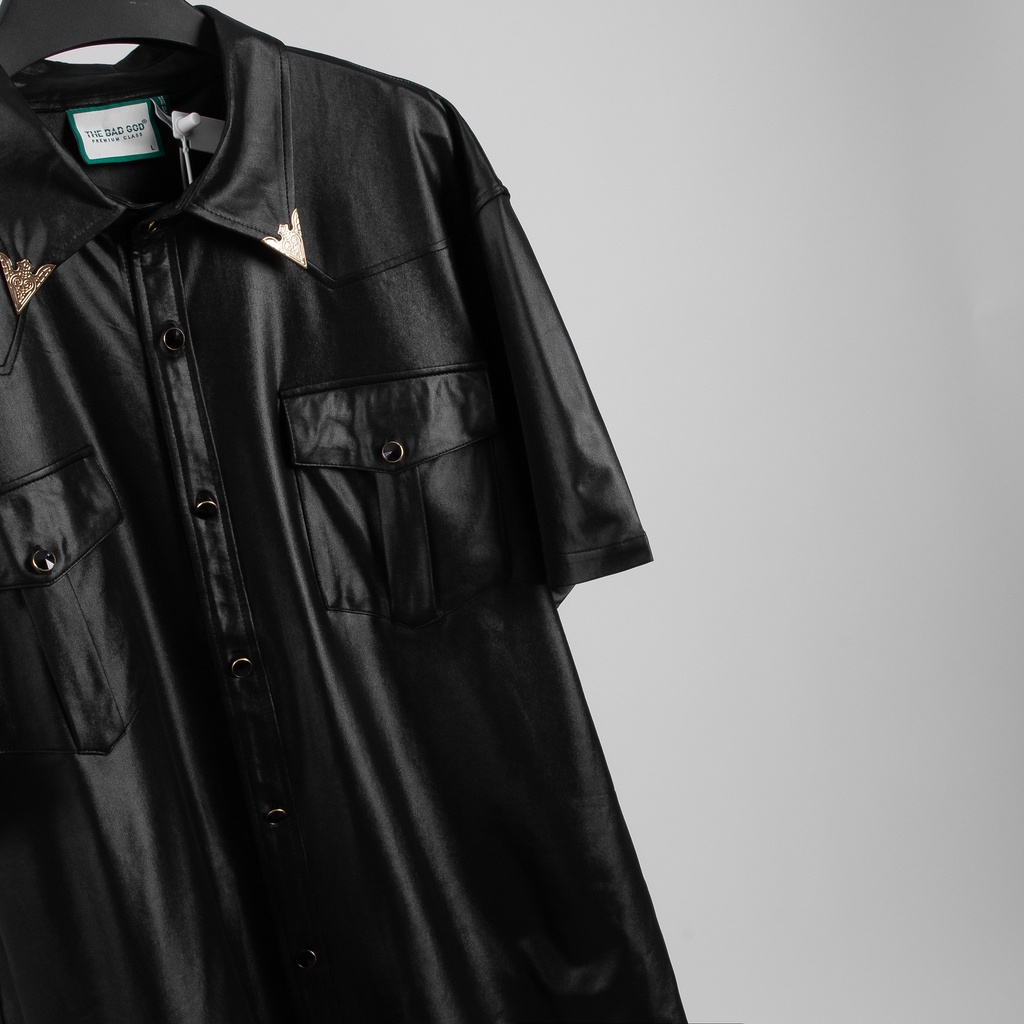 Áo sơ mi The Bad God ngắn tay Brian B leather short shirt | BigBuy360 - bigbuy360.vn