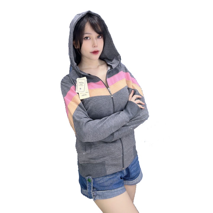 Áo Khoác Chống Nắng Nữ 6 Túi Cotton Cao Cấp Phối 2 Màu Ở Tay.