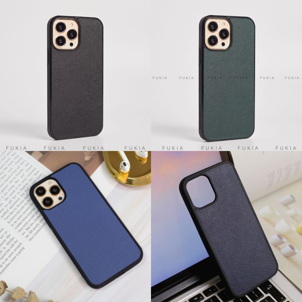 Ốp da thủ công viền đen Epsom Màu 1-6 cho IPhone 14/14Plus/14Pro/14Promax/13/13Pro/13Promax/12/12Pro/12Promax ODTC105