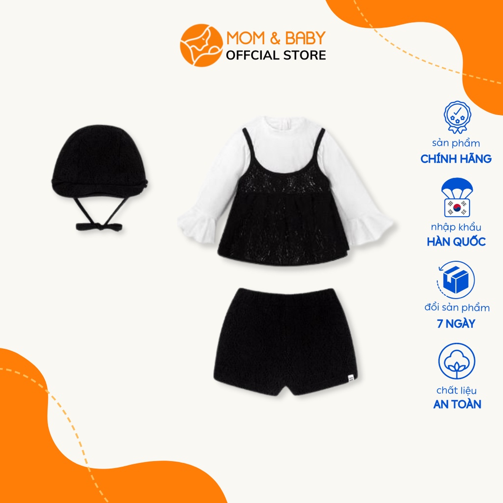 Set bộ đi bơi bé gái Petite Mieux tay dài quần short và nón phối ren Bmebx04 MOM & BABY