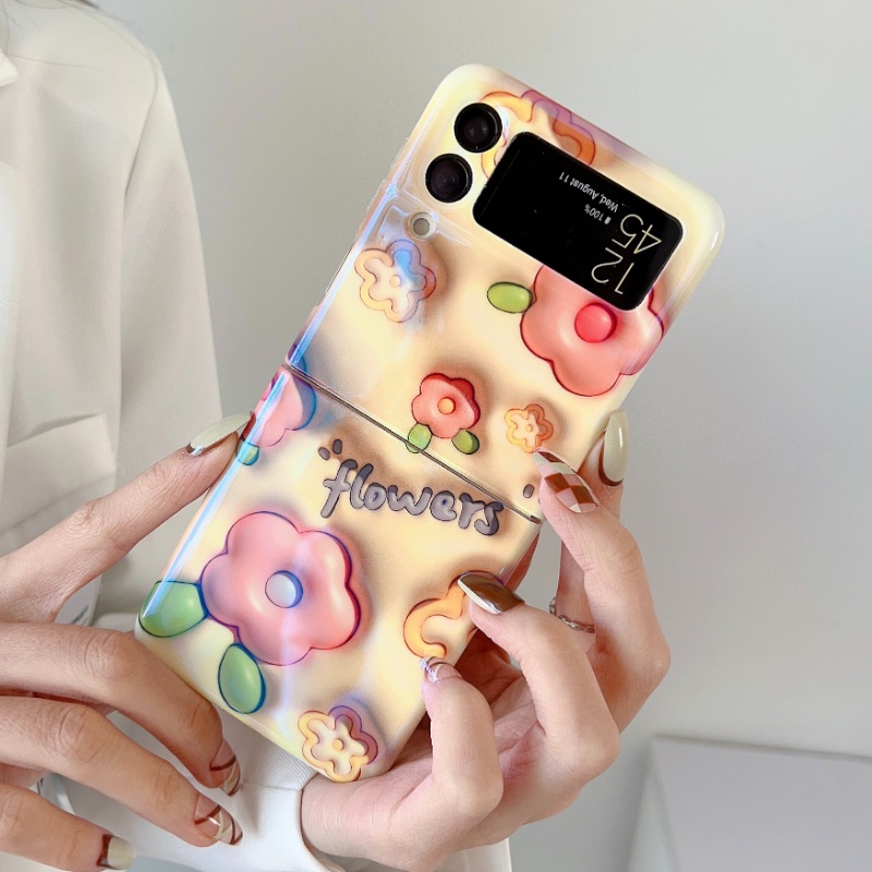Bao Da Điện Thoại Họa Tiết Hoa Tulip 3d Cho samsung galaxy z flip5 z flip 4 5g zflip3 zflip4 Ốp
