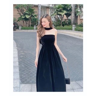 Đầm nhung bigsize dáng dài phối nơ sau duyên dáng ( Thời trang Vicky G - Anitagreen ) HN0223