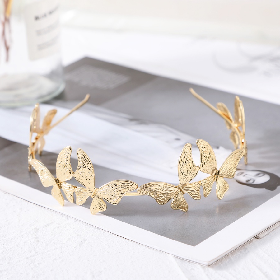 Băng Đô Cài Tóc Hình Bướm Bằng Hợp Kim Màu Vàng Thời Trang Hàn Quốc Cho Nữ