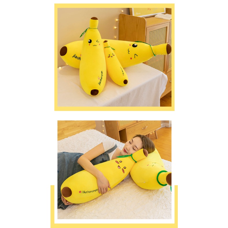 Gối Ngủ Giả Lông Nhung Hình Quả Chuối Dễ Thương Cho Bé Gái