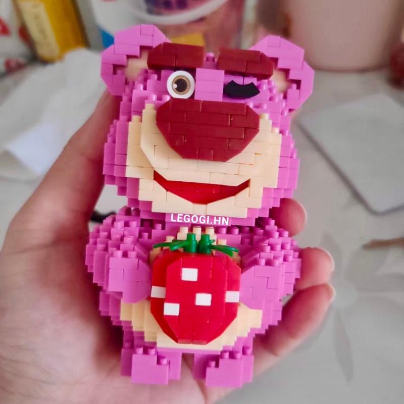 Đồ chơi xếp hình Legogi GẤU LOTSO NHỎ mô hình trang trí bàn học bàn làm việc quà tặng sinh nhật quà tặng bạn gái