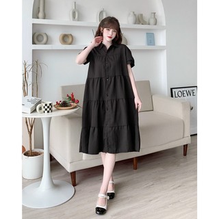 Đầm bầu công sở, váy bầu công sở có cổ, sơ mi bầu thiết kế tay ngắn dáng suông mềm mát