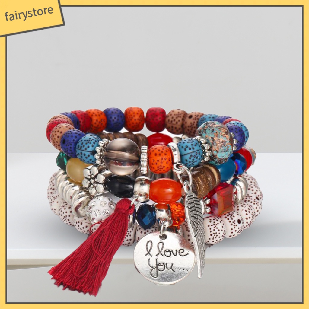 Set 1 / 4 Vòng Tay Chuỗi Hạt Phong Cách Bohemian Thời Trang Cho Nữ