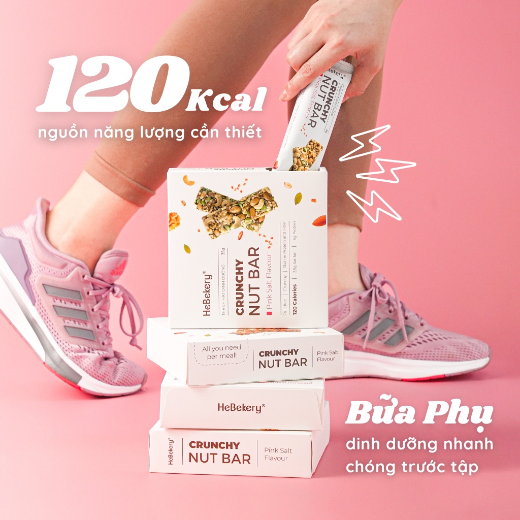 Thanh Năng Lượng Siêu Hạt Muối Hồng 120Kcal - Crunchy Nut Nutrition Bar Hebekery By Granola Hebe