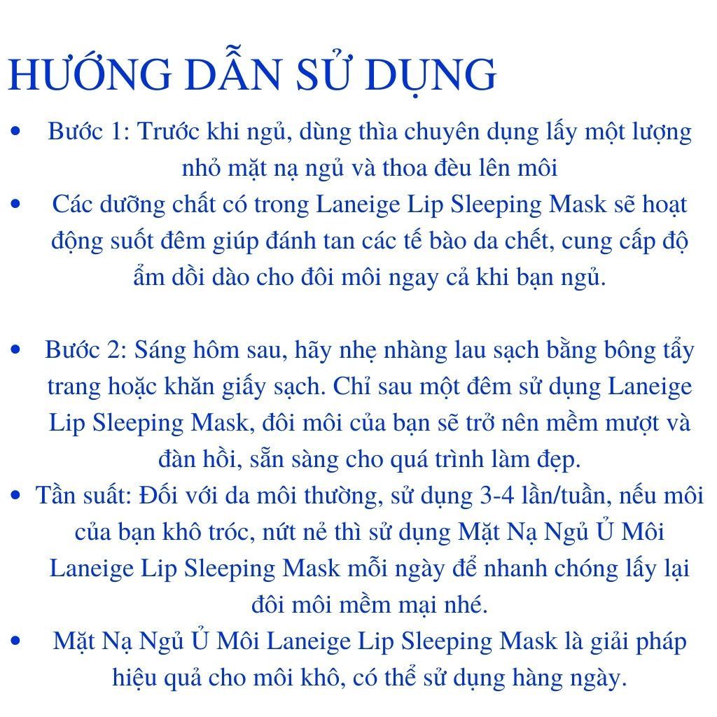 Mặt Nạ Ngủ Môi Dưỡng Ẩm, Căng Bóng Mềm Mịn Hương Dâu Laneig Lip Night Mask 3gram, 20gram
