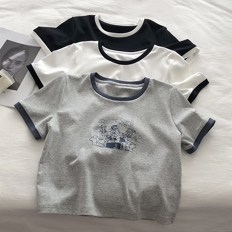 Áo thun SUXI tay ngắn cổ tròn in họa tiết thời trang cho nữ