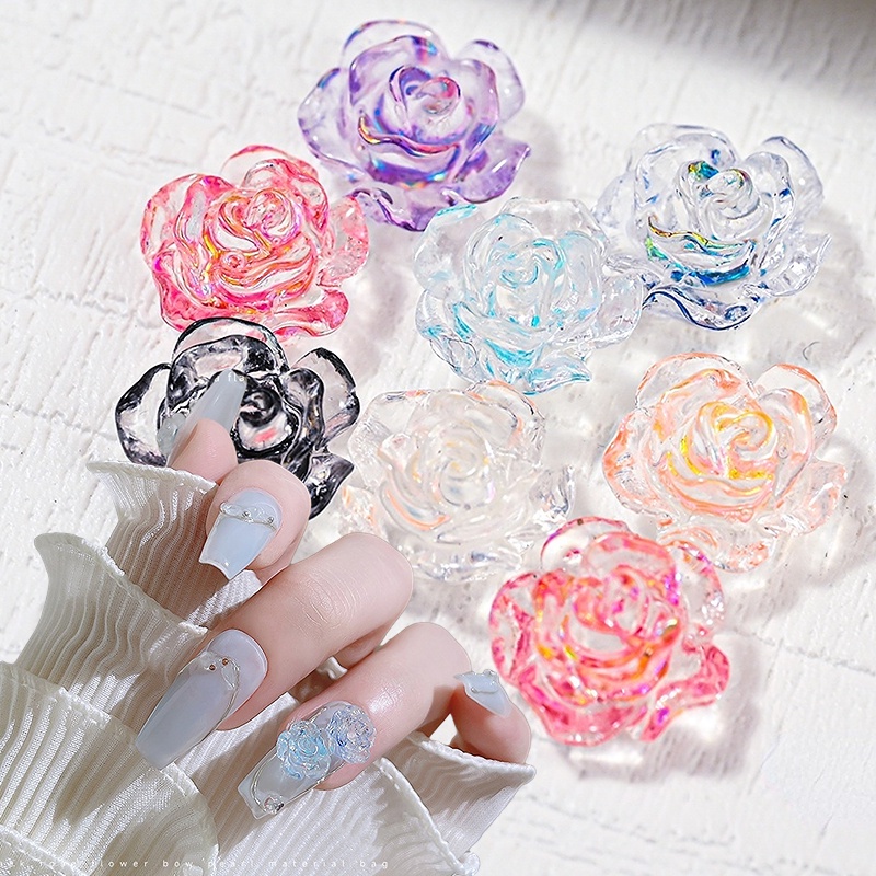 Phụ Kiện Hoa Trà 3D Lấp Lánh Trang Trí Móng Tay