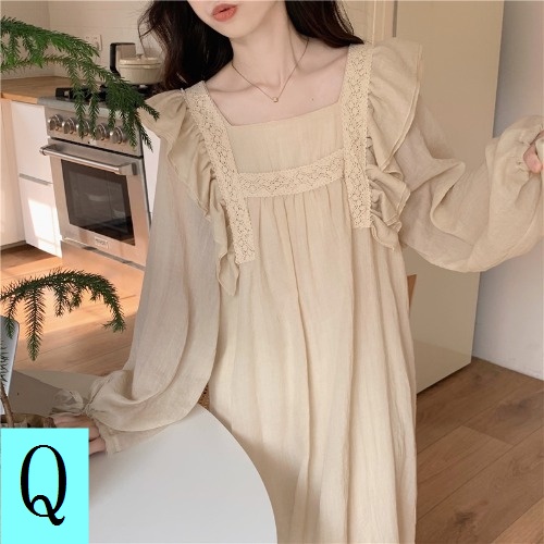 Đầm Ngủ Tay Dài Màu Trơn Phong Cách Mới Dành Cho Nữ