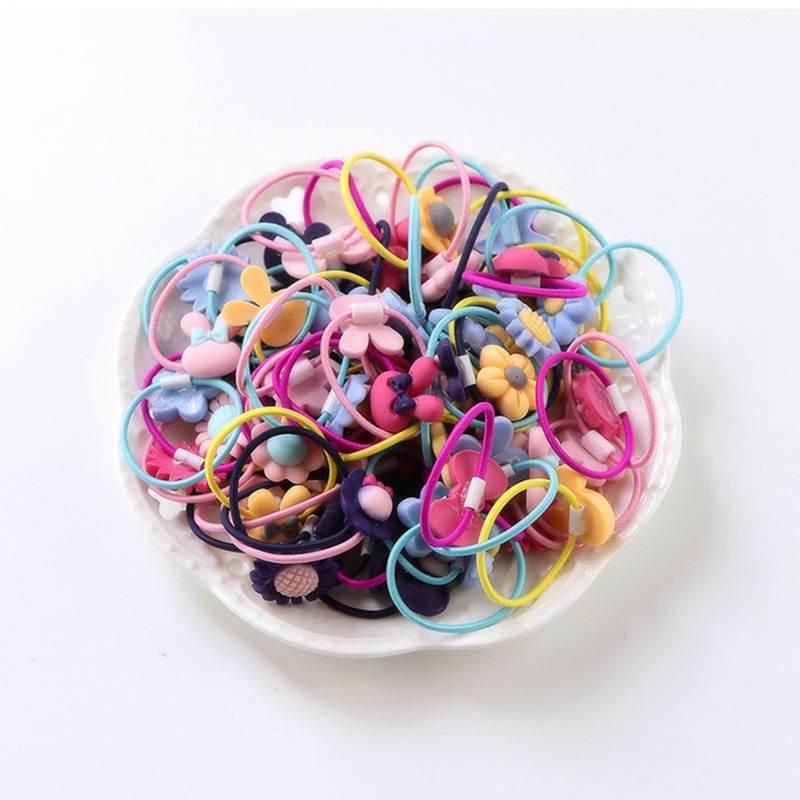 Hộp 20 Dây Cột Tóc Gắn Nơ Dễ Thương Cho Bé Gái