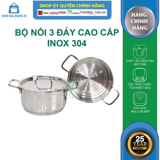 Bộ nồi xửng hấp 3 đáy inox 304 cao cấp FiveStar Plush bếp từ nắp inox (20cm)