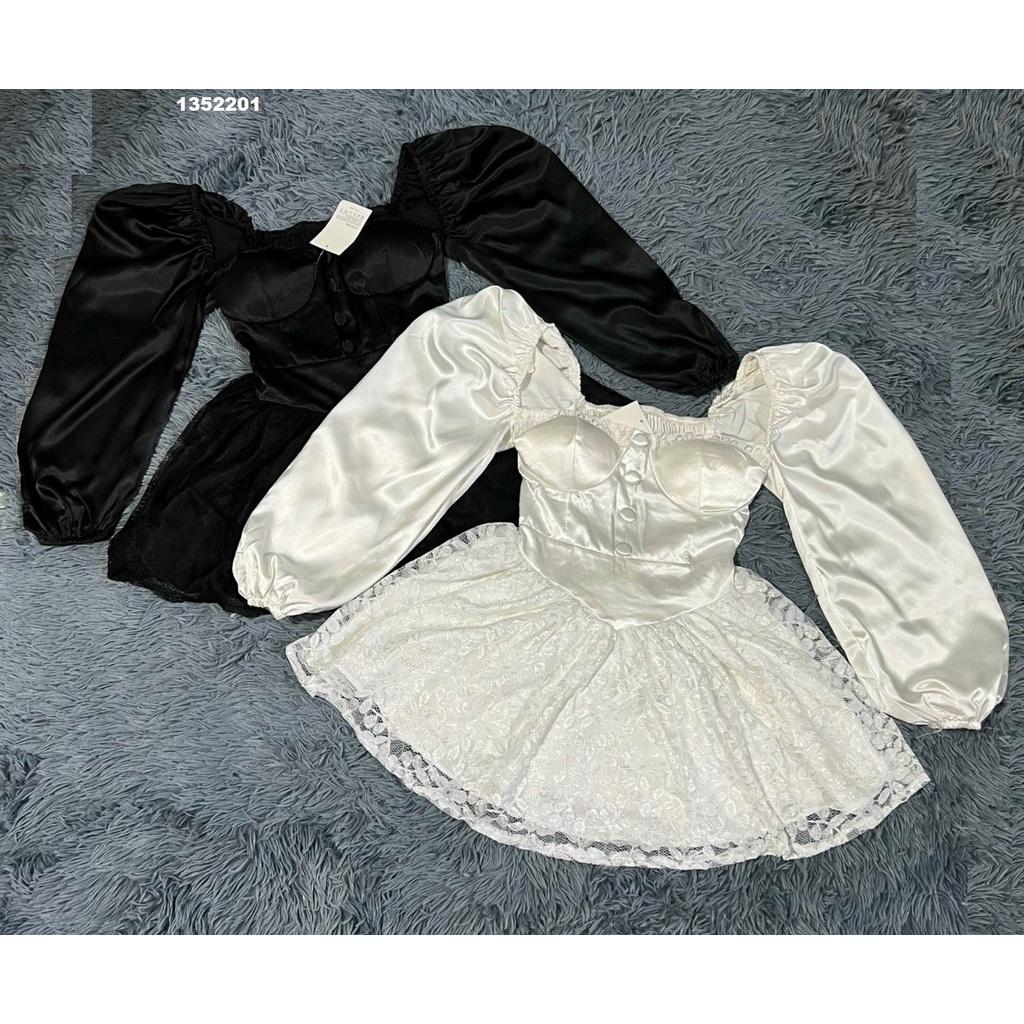 Đầm xinh nữ tay dài phồngcó mút lot quần thời trang xinh xắn trẻ trung dễ thương